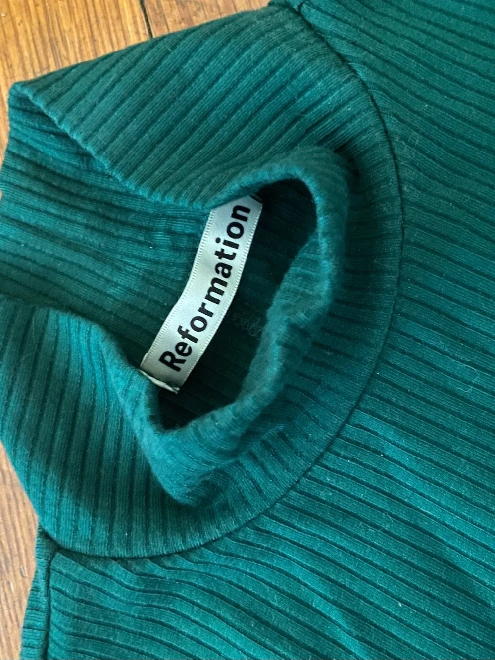 Reformation Maya Long-Sleeve Knit Mini Dress in Deep Hunter Green - Picture 6 of 9
